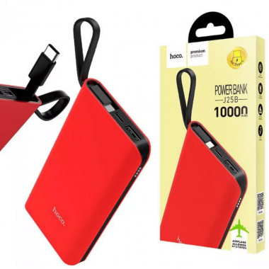 Внешний аккумулятор Power Bank красный с кабелем type-c J25B HOCO