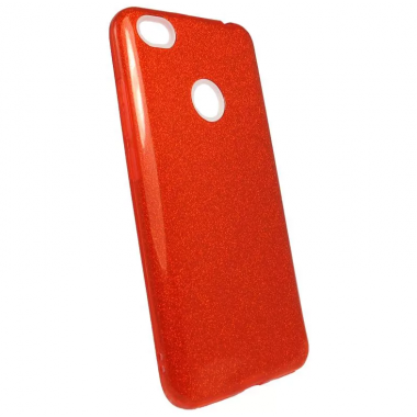 Чехол силиконовый красный с блестками для Xiaomi Redmi 4X