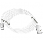 USB кабель с магнитной намоткой lightning белый 1 м Hoco U91