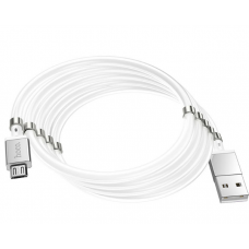USB кабель с магнитной намоткой microUSB белый 1 м Hoco U91