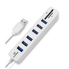 Разветвитель HUB 6-Port USB белый Card Reader SD TF COMBO JC-215