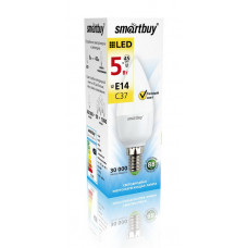 Светодиодная лампа LED 5W E14 Smartbuy SBL-C37-05-30K-E14