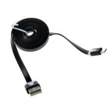 USB кабель iPhone 5/5S slim 1 м плоский черный шнур REXANT 18-1970