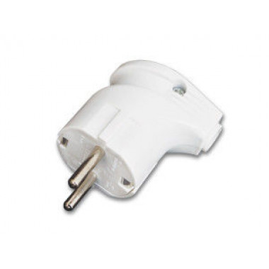 Вилка угловая с заземлением белая 16А 250В Smartbuy SBE-16-P02-w