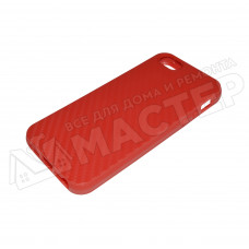 Чехол силиконовый красный карбон для iPhone 5/5S