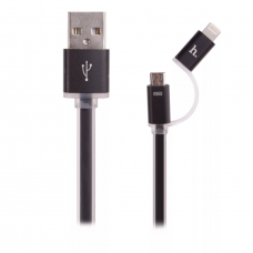 USB кабель 2 в 1 черный 1.2 м microUSB/iPhone 8 pin Hoco UPL08