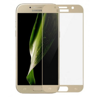 Защитное стекло 6D золотое для Samsung A3 (2017)