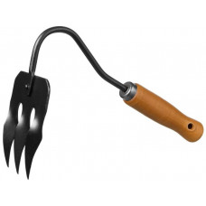 Грабли-рыхлитель трехзубые с деревянной ручкой 120х86х265 мм GRINDA PROLine 421514