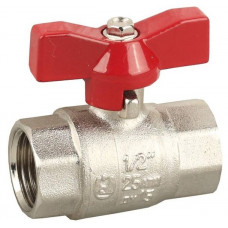 Кран шаровой 1/2'' полнопроходной бабочка никелированная латунь ЗУБР 51353-N-1/2