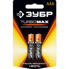 Батарейка щелочная (алкалиновая) тип AAA 1.5 В 2 штуки ЗУБР Turbo MAX 59203-2C
