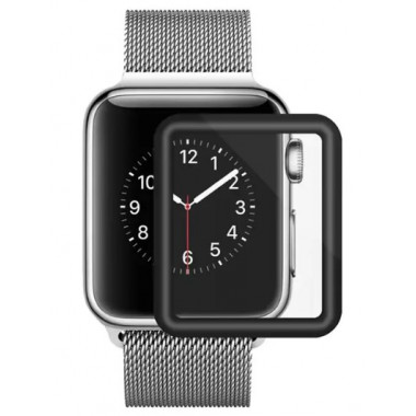 Защитное стекло 3D черное для Apple Watch 42mm Tempered Glass