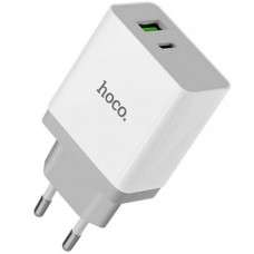 Сетевое зарядное устройство СЗУ QC3.0 1xUSB 1xType-C белое Hoco Quick C24A