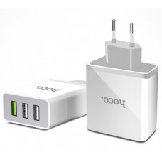 Сетевое зарядное устройство СЗУ QC3.0 3xUSB белое Hoco Quick Charge C24B