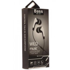 Наушники внутриканальные черные Bass WILD MUSIC ME-201