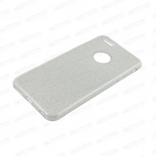 Чехол силиконовый блестящий серебристый с окошком для iPhone 6 Plus