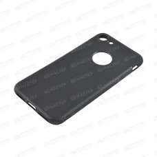 Чехол силиконовый кожаный матовый черный ультратонкий с вырезом для Apple iPhone 7