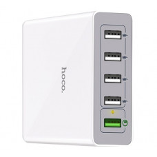 Зарядное устройство белое 5хUSB портов 10А Hoco C18A