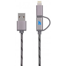 USB кабель серый 1.2 м для microUSB/iPhone 8 pin Hoco UPL20