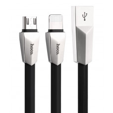 USB кабель черный 1 м для microUSB/iPhone 8 pin Hoco X4