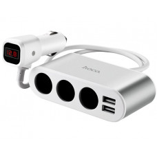 Автомобильный переходник серебристый 2хUSB LCD Hoco Z13