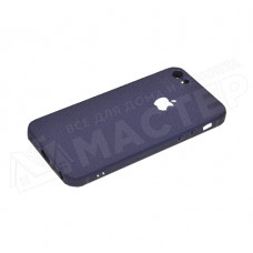 Чехол силиконовый синяя кожа с яблоком Si Jie для iPhone 5/5S