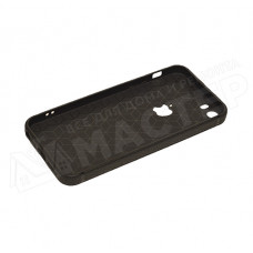 Чехол силиконовый черная кожа с яблоком Si Jie для iPhone 5/5S