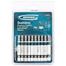 Набор бит TORX25 х 50 мм сталь S2 10 шт Gross 11471