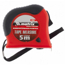 Рулетка 5 м х 19 мм обрезиненный корпус двойная плавная фиксация Matrix Double fixation 31056