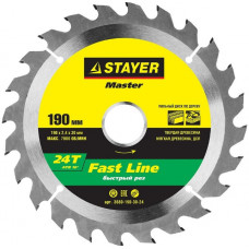 Диск пильный по дереву 190х30 мм 24Т STAYER FAST-Line 3680-190-30-24