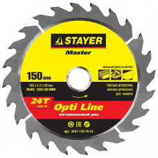 Диск пильный по дереву 150х20 мм 24Т STAYER OPTI-Line 3681-150-20-24
