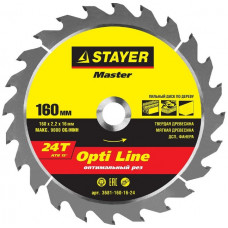 Диск пильный по дереву 160х16 мм 24Т STAYER OPTI-Line 3681-160-16-24