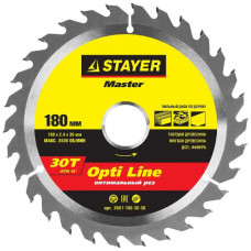 Диск пильный по дереву 180х30 мм 30Т STAYER OPTI-Line 3681-180-30-30
