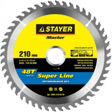 Диск пильный по дереву 210х30 мм 48Т STAYERSUPER-Line 3682-210-30-48