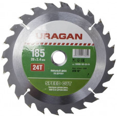 Диск пильный по дереву 185x20 мм 24Т URAGAN Fast cut 36800-185-20-24