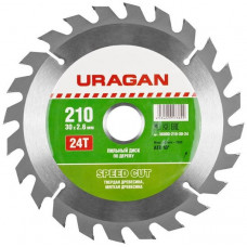 Диск пильный по дереву 210х30 мм 24Т URAGAN Fast cut 36800-210-30-24