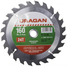 Диск пильный по дереву 160х16 мм 24Т URAGAN Optimal cut 36801-160-16-24