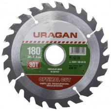 Диск пильный по дереву 180х30 мм 30Т URAGAN Optimal cut 36801-180-30-30