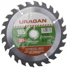 Диск пильный по дереву 185х20 мм 30Т URAGAN Optimal cut 36801-185-20-30