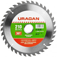 Диск пильный по дереву 210х30 мм 36Т URAGAN Optimal cut 36801-210-30-36