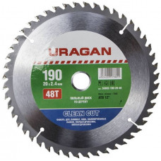 Диск пильный по дереву 190х20 мм 48Т URAGAN Clean cut 36802-190-20-48