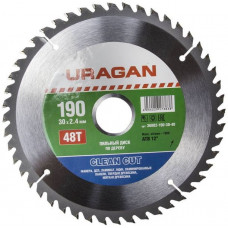 Диск пильный по дереву 190х30 мм 48Т URAGAN Clean cut 36802-190-30-48