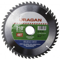 Диск пильный по дереву 210х30 мм 48Т URAGAN Clean cut 36802-210-30-48